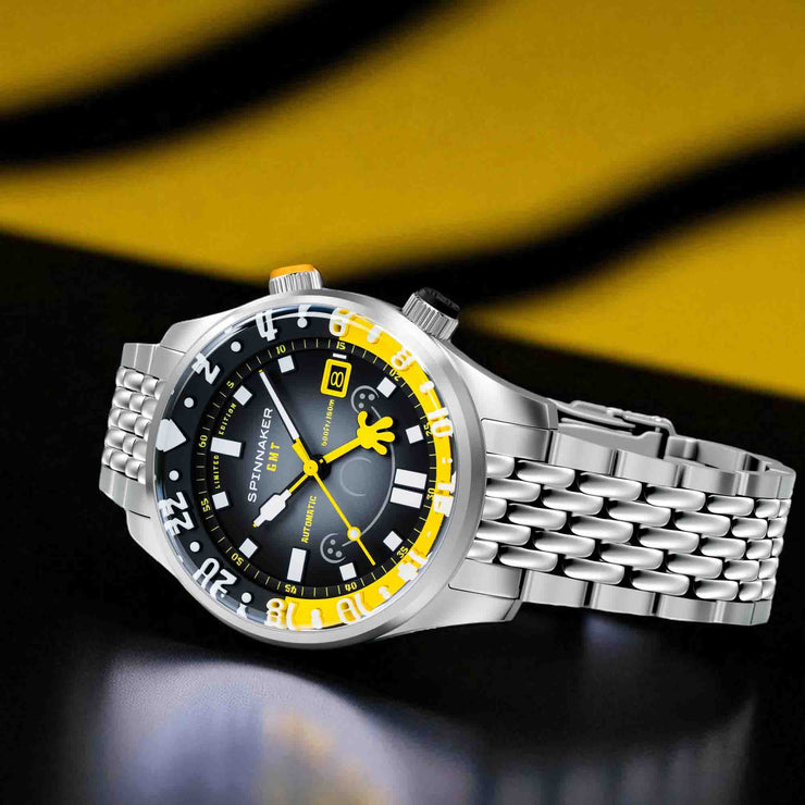 Spinnaker x Spongebob Squarepants Bradner GMT Automatic Bubbly Grins Spongebob Yellow Limited Edition