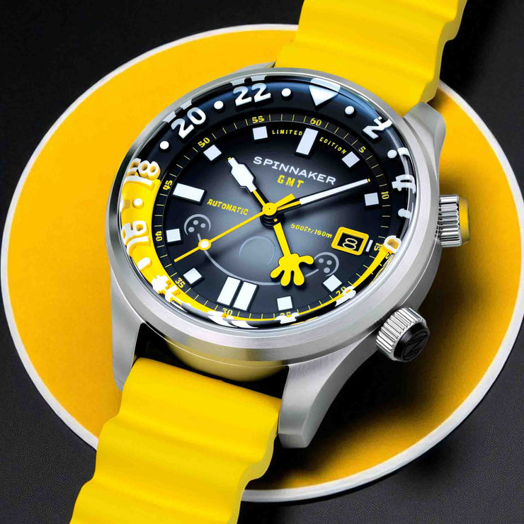 Spinnaker x Spongebob Squarepants Bradner GMT Automatic Bubbly Grins Spongebob Yellow Limited Edition