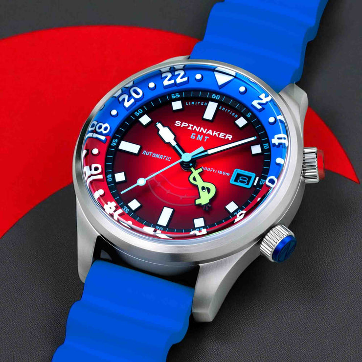 Spinnaker x Spongebob Squarepants Bradner GMT Automatic Bubbly Grins Mr. Krabs Red Limited Edition