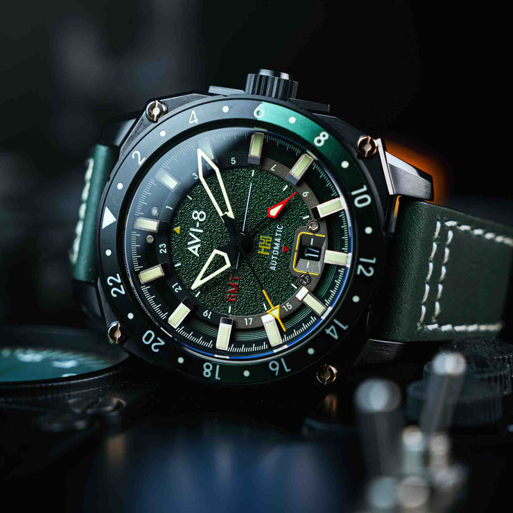 AVI-8 Hawker Hunter Atlas GMT Automatic Amazon Green
