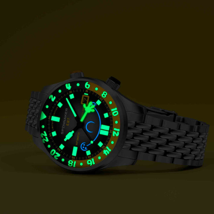 Spinnaker x Spongebob Squarepants Bradner GMT Automatic Bubbly Grins Spongebob Yellow Limited Edition