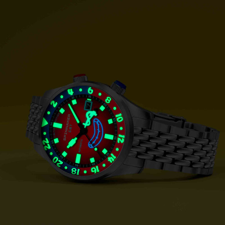 Spinnaker x Spongebob Squarepants Bradner GMT Automatic Bubbly Grins Mr. Krabs Red Limited Edition