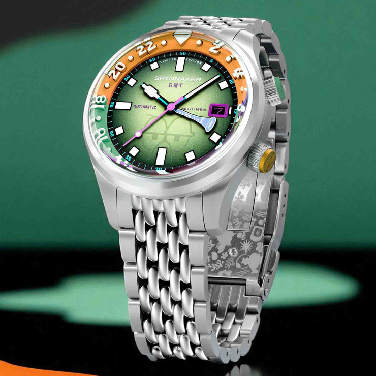 Spinnaker x Spongebob Squarepants Bradner GMT Automatic Bubbly Grins Squidward Green Limited Edition