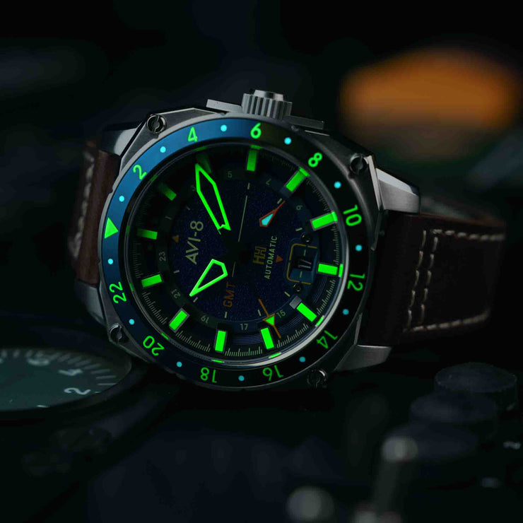 AVI-8 Hawker Hunter Atlas GMT Automatic Earth Blue