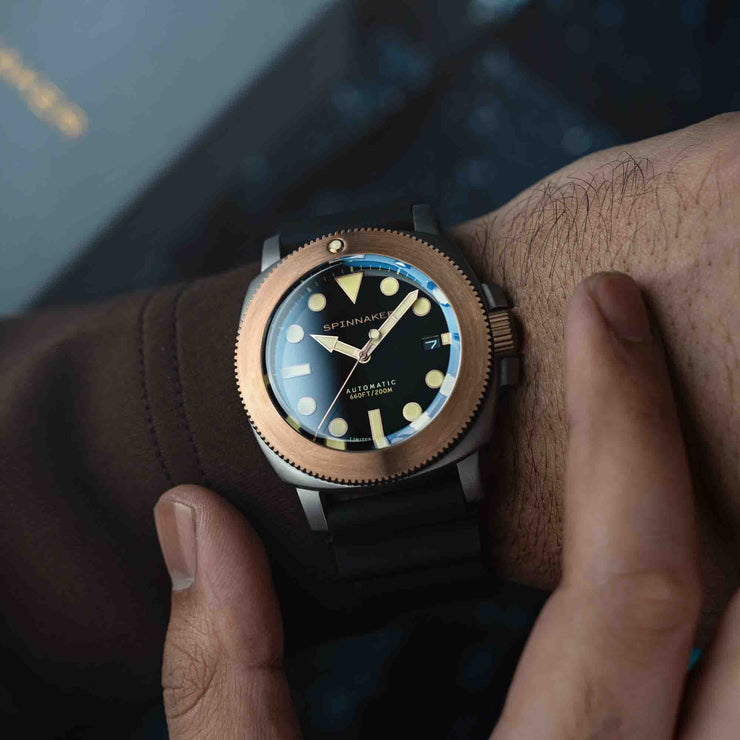 Spinnaker Hull Titanium Bronze Automatic Lapidary Limited Edition Black Onyx
