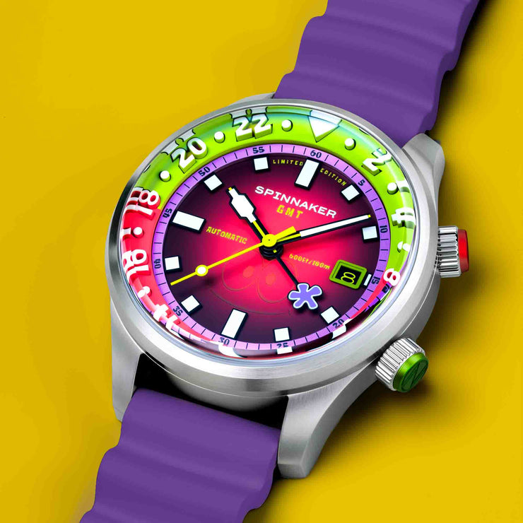 Spinnaker x Spongebob Squarepants Bradner GMT Automatic Bubbly Grins Patrick Pink Limited Edition