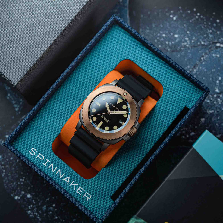 Spinnaker Hull Titanium Bronze Automatic Lapidary Limited Edition Black Onyx