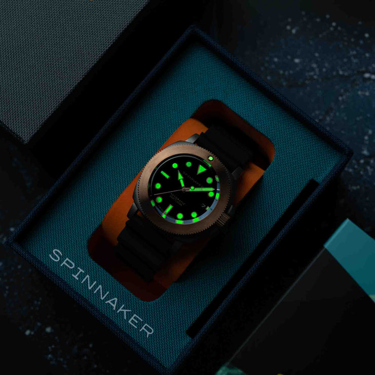 Spinnaker Hull Titanium Bronze Automatic Lapidary Limited Edition Black Onyx