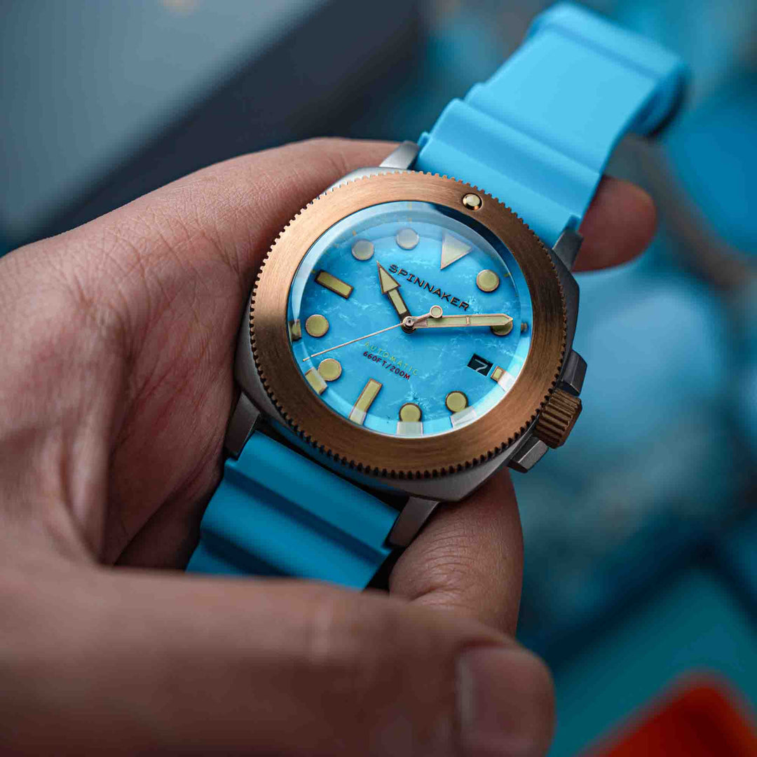 ソープストーン&シュンガイト　シリンダー Spinnaker Hull Titanium Bronze Automatic Lapidary Blue Turquoise