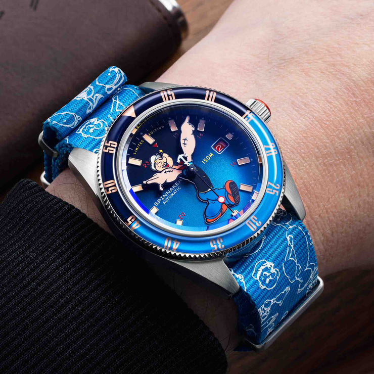 Spinnaker Fleuss Automatic Popeye Bronemies Popeye Blue Limited Edition