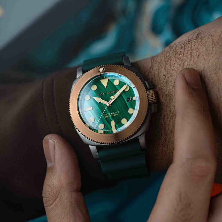 Spinnaker Hull Titanium Bronze Automatic Lapidary Limited Edition Green Malachite*