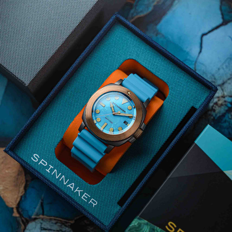 Spinnaker Hull Titanium Bronze Automatic Lapidary Blue Turquoise Limited Edition
