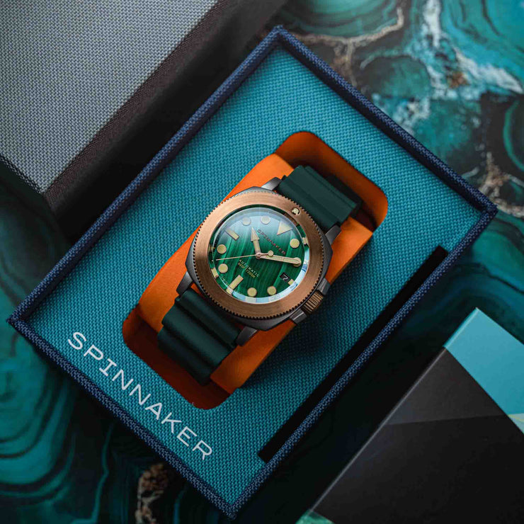 Spinnaker Hull Titanium Bronze Automatic Lapidary Limited Edition Green Malachite*