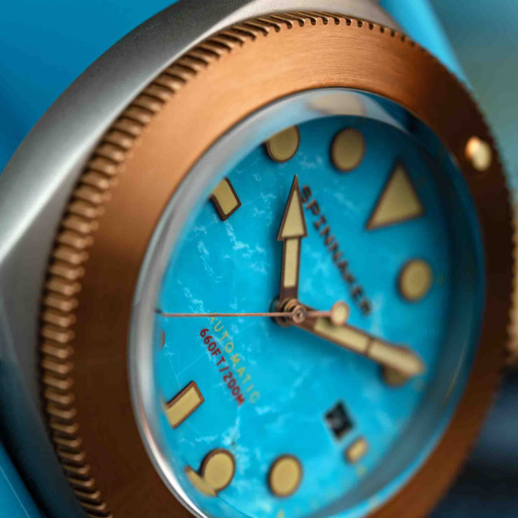Spinnaker Hull Titanium Bronze Automatic Lapidary Blue Turquoise Limited Edition