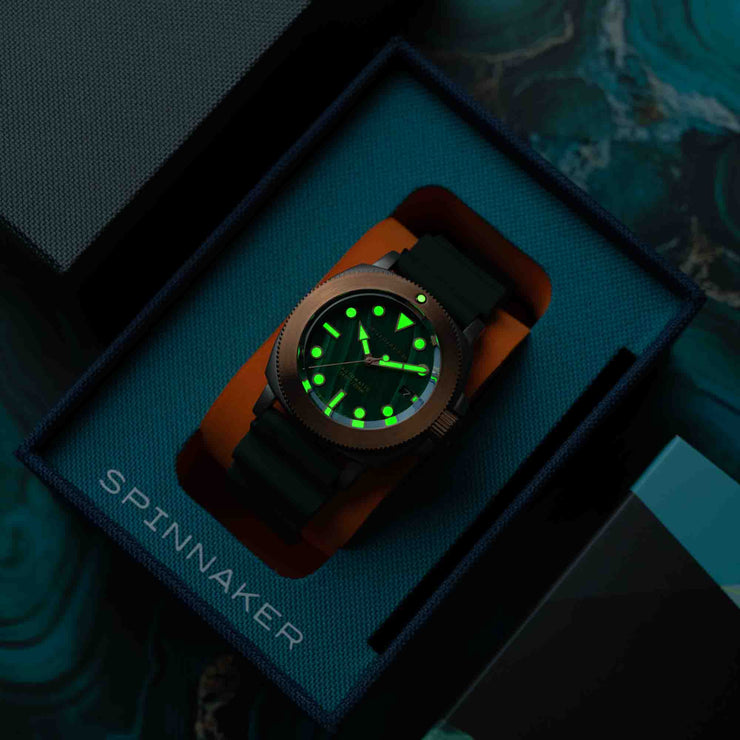 Spinnaker Hull Titanium Bronze Automatic Lapidary Limited Edition Green Malachite*