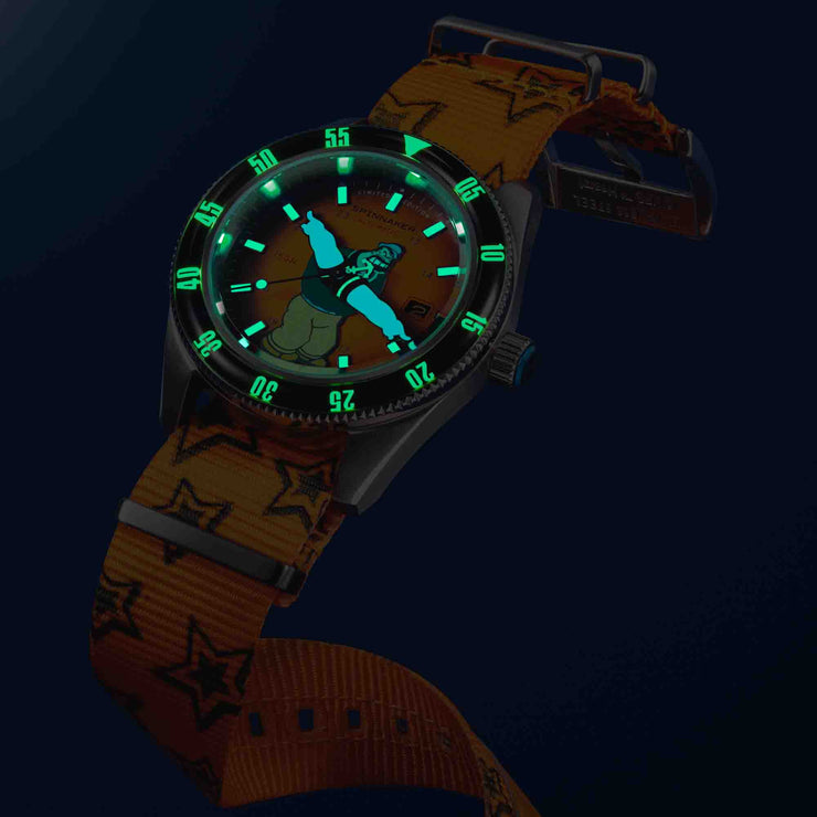 Spinnaker Fleuss Automatic Popeye Bronemies Brutus Yellow Limited Edition