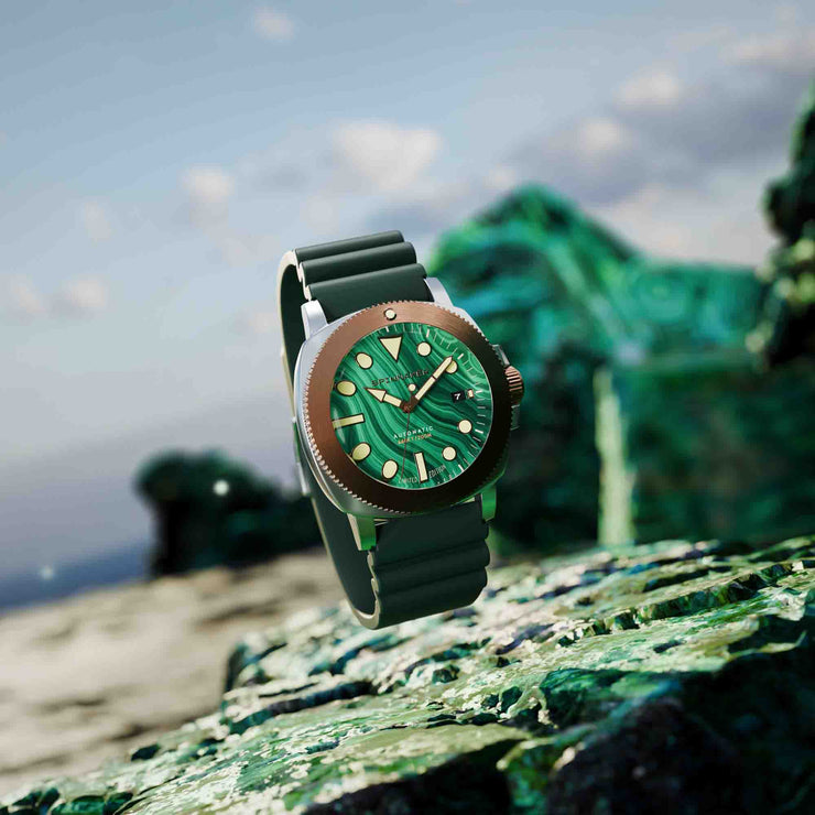 Spinnaker Hull Titanium Bronze Automatic Lapidary Limited Edition Green Malachite*