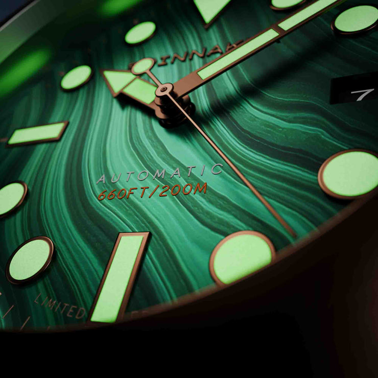 Spinnaker Hull Titanium Bronze Automatic Lapidary Limited Edition Green Malachite*