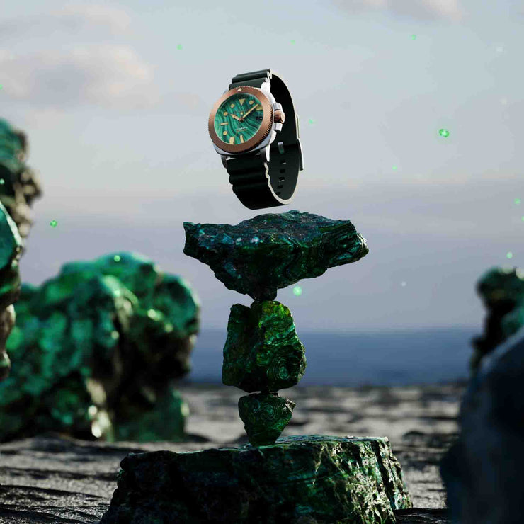 Spinnaker Hull Titanium Bronze Automatic Lapidary Limited Edition Green Malachite*