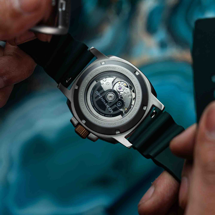 Spinnaker Hull Titanium Bronze Automatic Lapidary Blue Turquoise Limited Edition