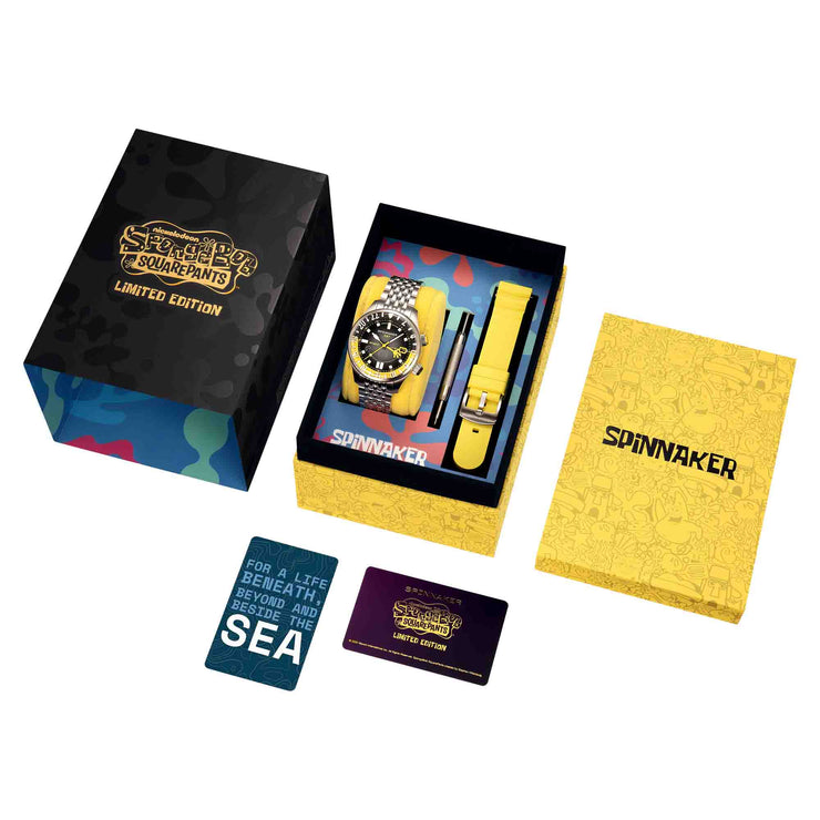 Spinnaker x Spongebob Squarepants Bradner GMT Automatic Bubbly Grins Spongebob Yellow Limited Edition