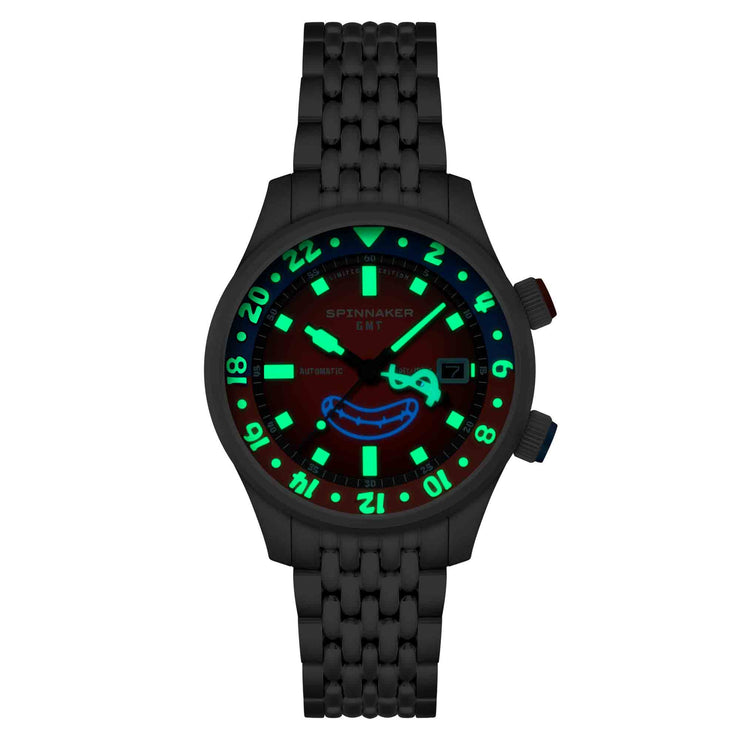 Spinnaker x Spongebob Squarepants Bradner GMT Automatic Bubbly Grins Mr. Krabs Red Limited Edition