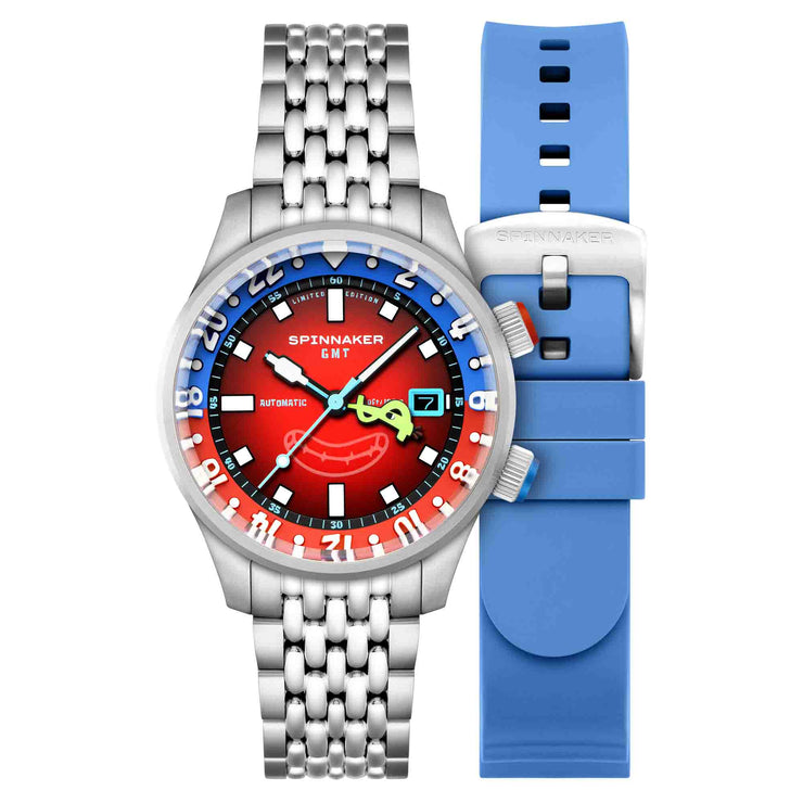 Spinnaker x Spongebob Squarepants Bradner GMT Automatic Bubbly Grins Mr. Krabs Red Limited Edition