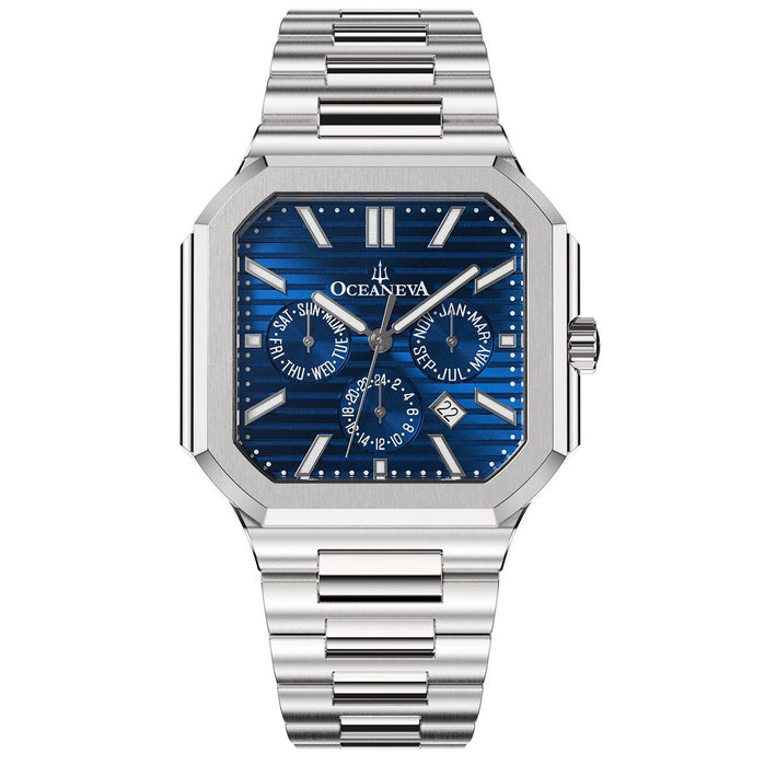 Oceaneva Tenuis Automatic Thin Calendar Blue angled shot picture