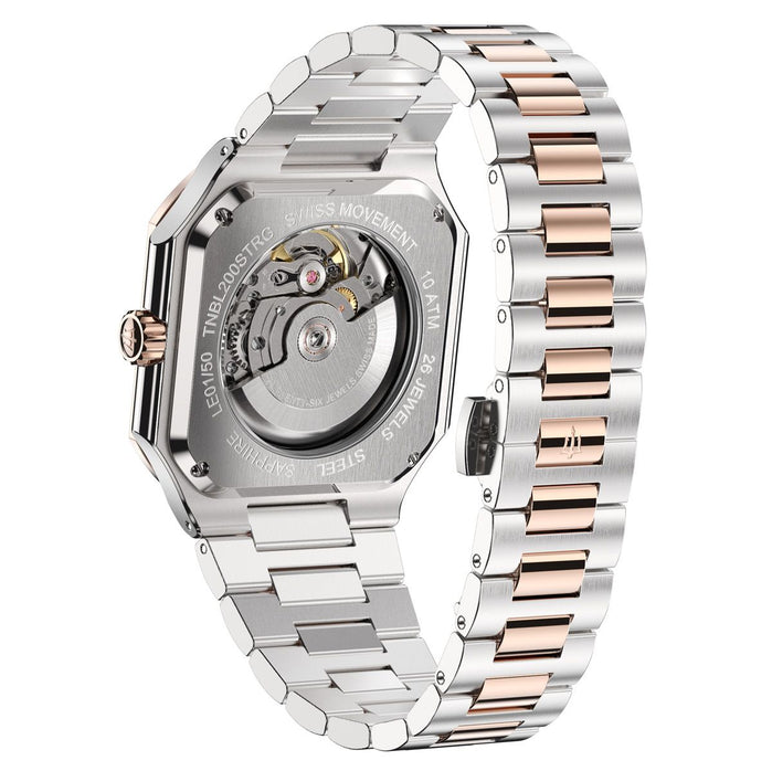 Oceaneva Tenuis Ultra-Thin Swiss Automatic Blue Rose Gold angled shot picture