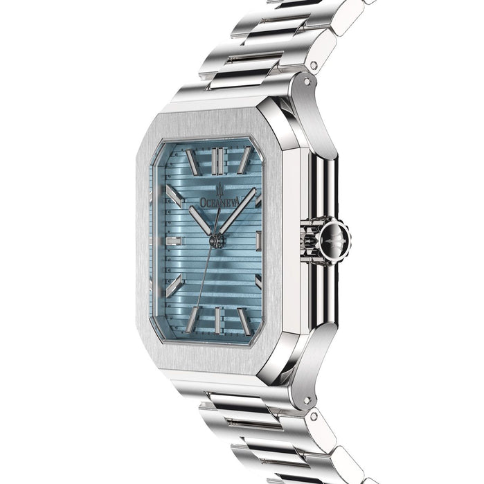 Oceaneva Tenuis Ultra-Thin Swiss Automatic Light Blue angled shot picture