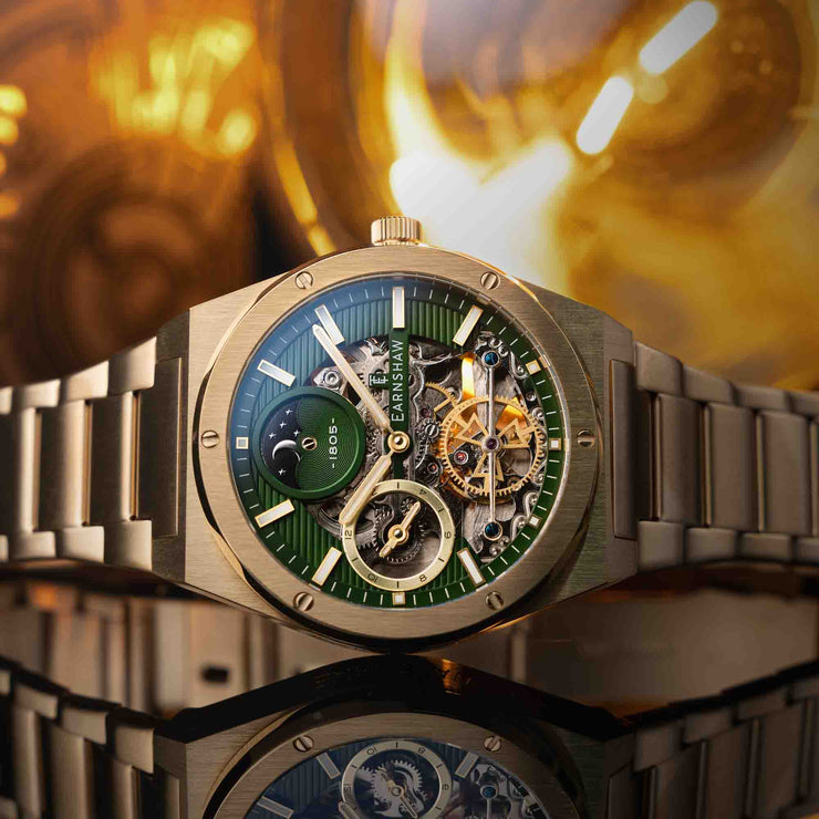 Thomas Earnshaw Discovery Drake Dual Time Automatic Green Gold