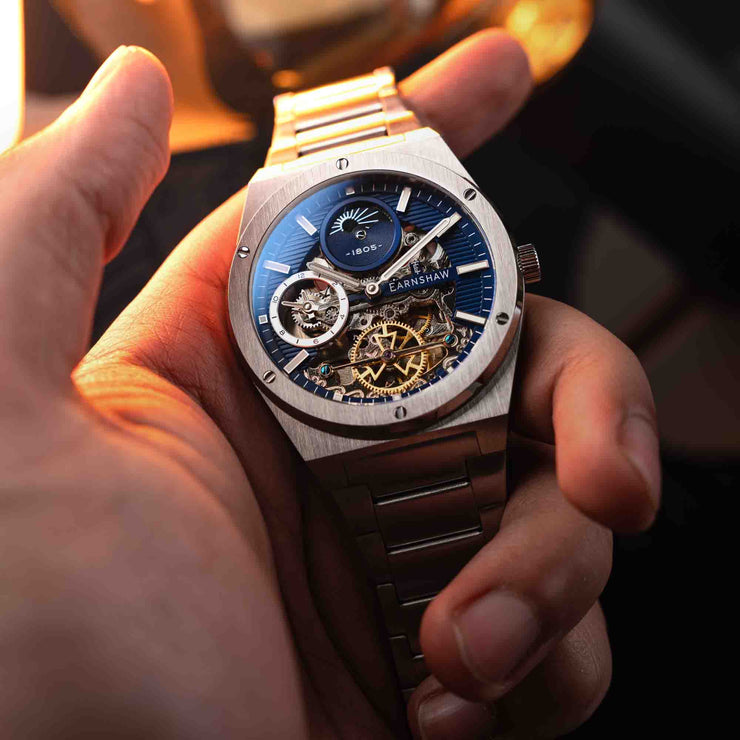 Thomas Earnshaw Discovery Drake Dual Time Automatic Silver Blue