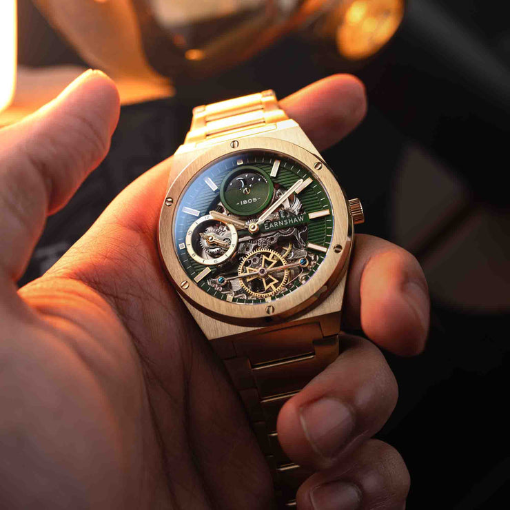 Thomas Earnshaw Discovery Drake Dual Time Automatic Green Gold
