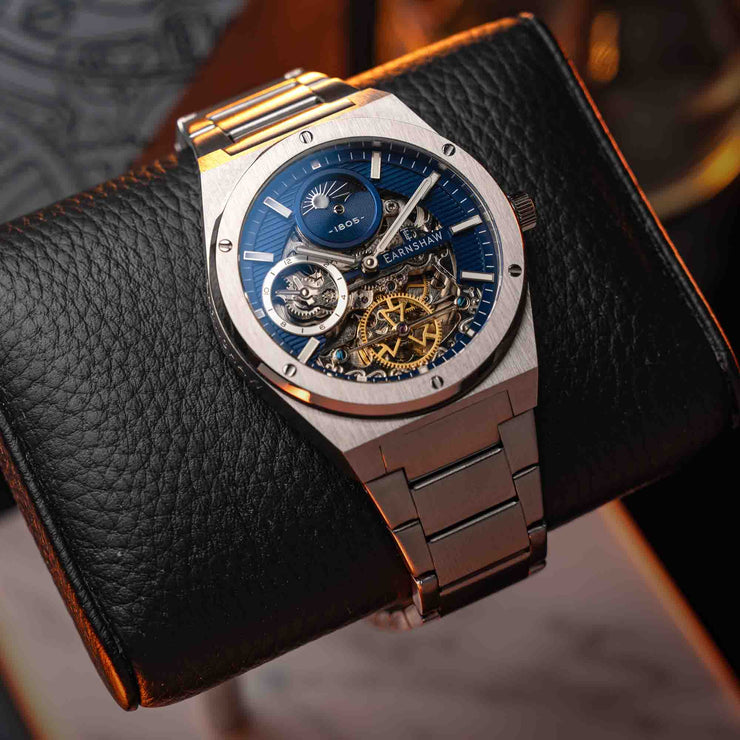 Thomas Earnshaw Discovery Drake Dual Time Automatic Silver Blue