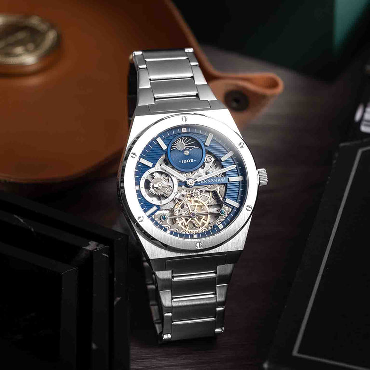 Thomas Earnshaw Discovery Drake Dual Time Automatic Silver Blue