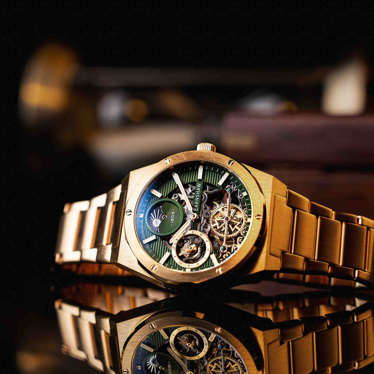 Thomas Earnshaw Discovery Drake Dual Time Automatic Green Gold