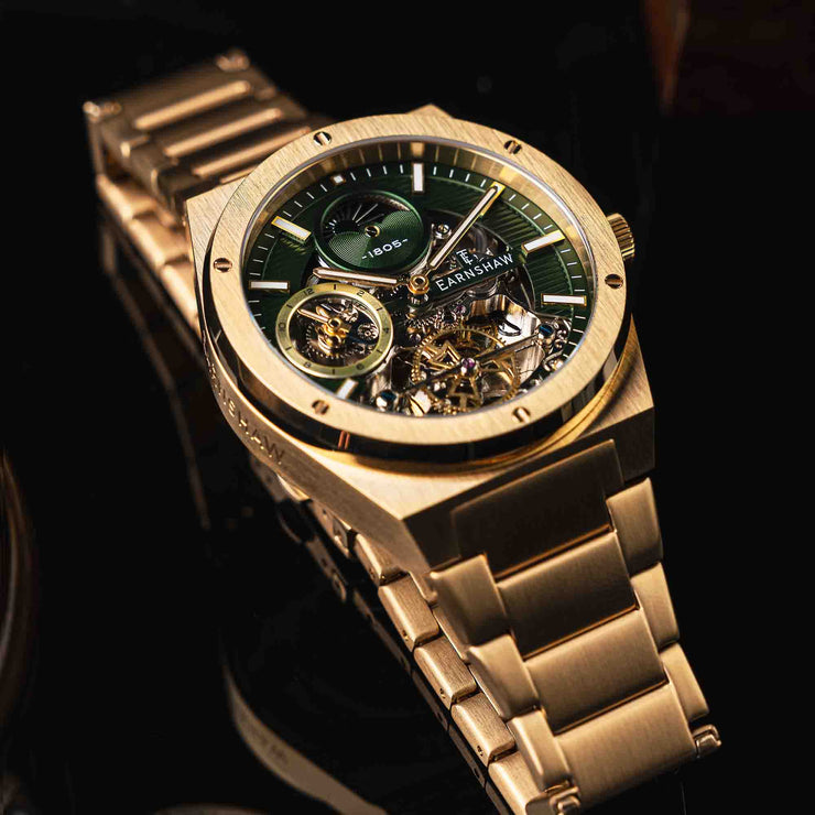 Thomas Earnshaw Discovery Drake Dual Time Automatic Green Gold