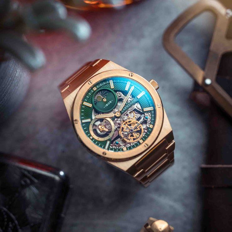 Thomas Earnshaw Discovery Drake Dual Time Automatic Green Gold