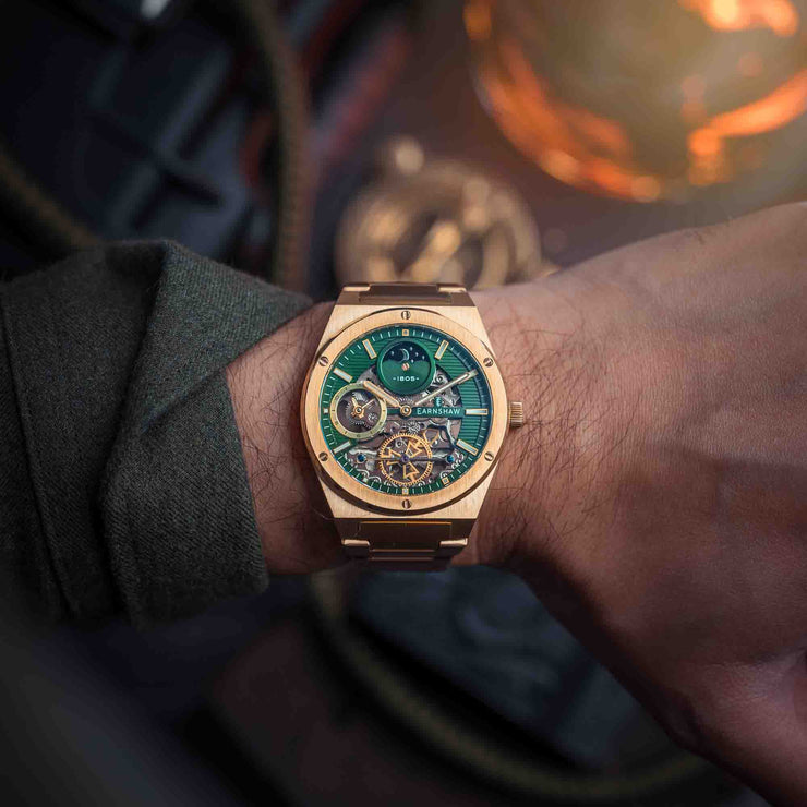 Thomas Earnshaw Discovery Drake Dual Time Automatic Green Gold