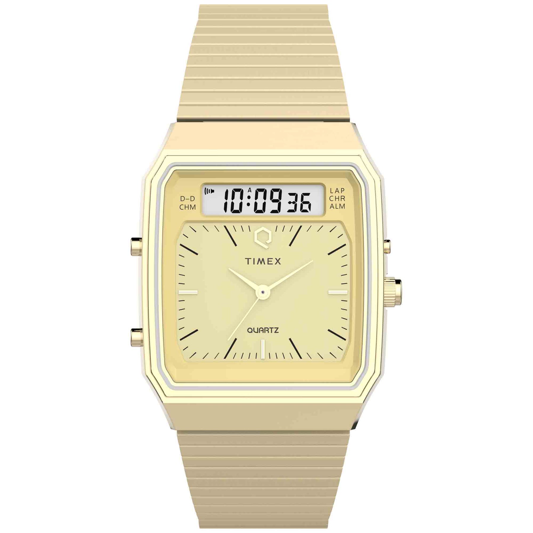 Timex Q 1982 Ana-Digi Reissue 33mm Gold SS | Watches.com