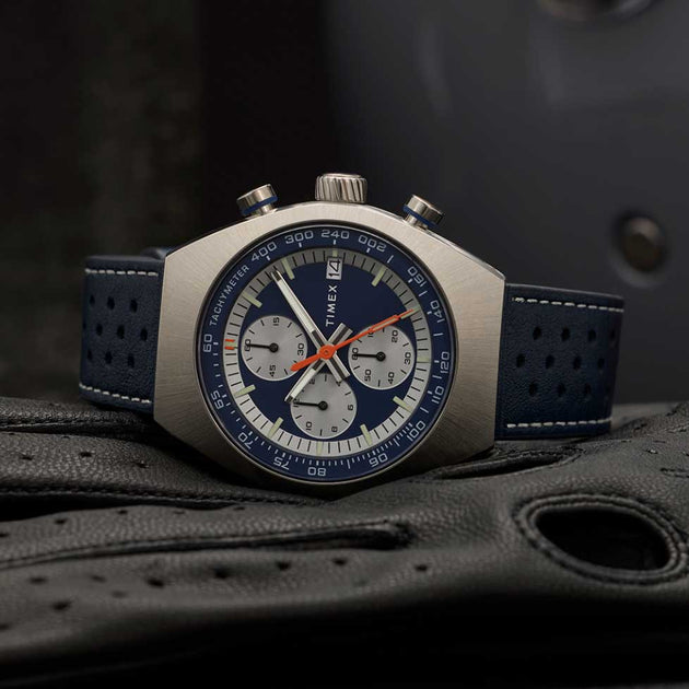 Timex Legacy Tonneau Chronograph 42mm Blue | Watches.com