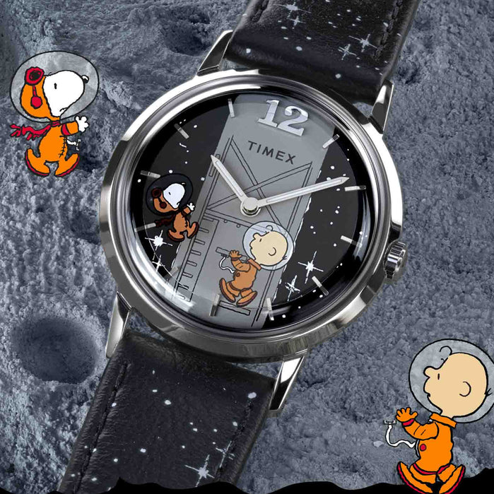 Timex Marlin Hand-Wound x Peanuts Space 34mm Cosmos angled shot picture