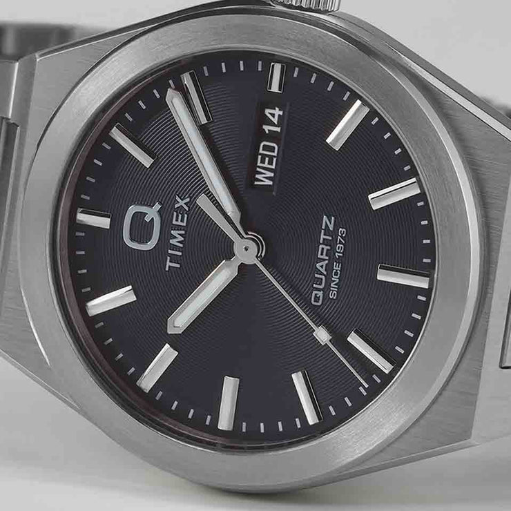 Timex Q Continental Day and Date 39mm Black SS