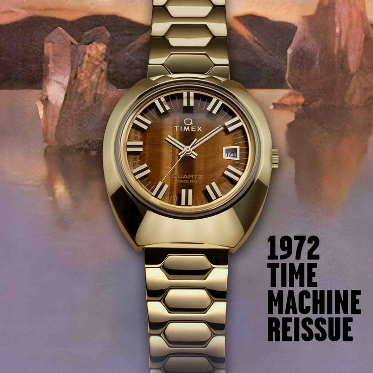 Timex Q 1972 Time Machine Reissue 39mm Tigers Eye SS