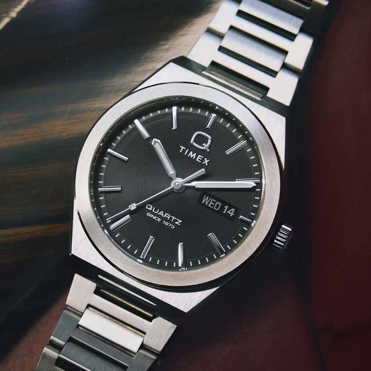 Timex Q Continental Day and Date 39mm Black SS