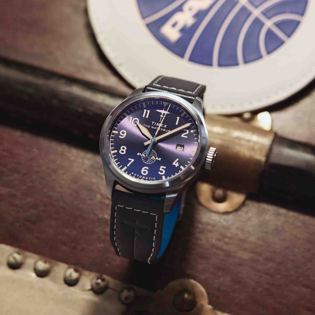 Timex Waterbury Ace Automatic x Pan Am 41mm Blue | Watches.com