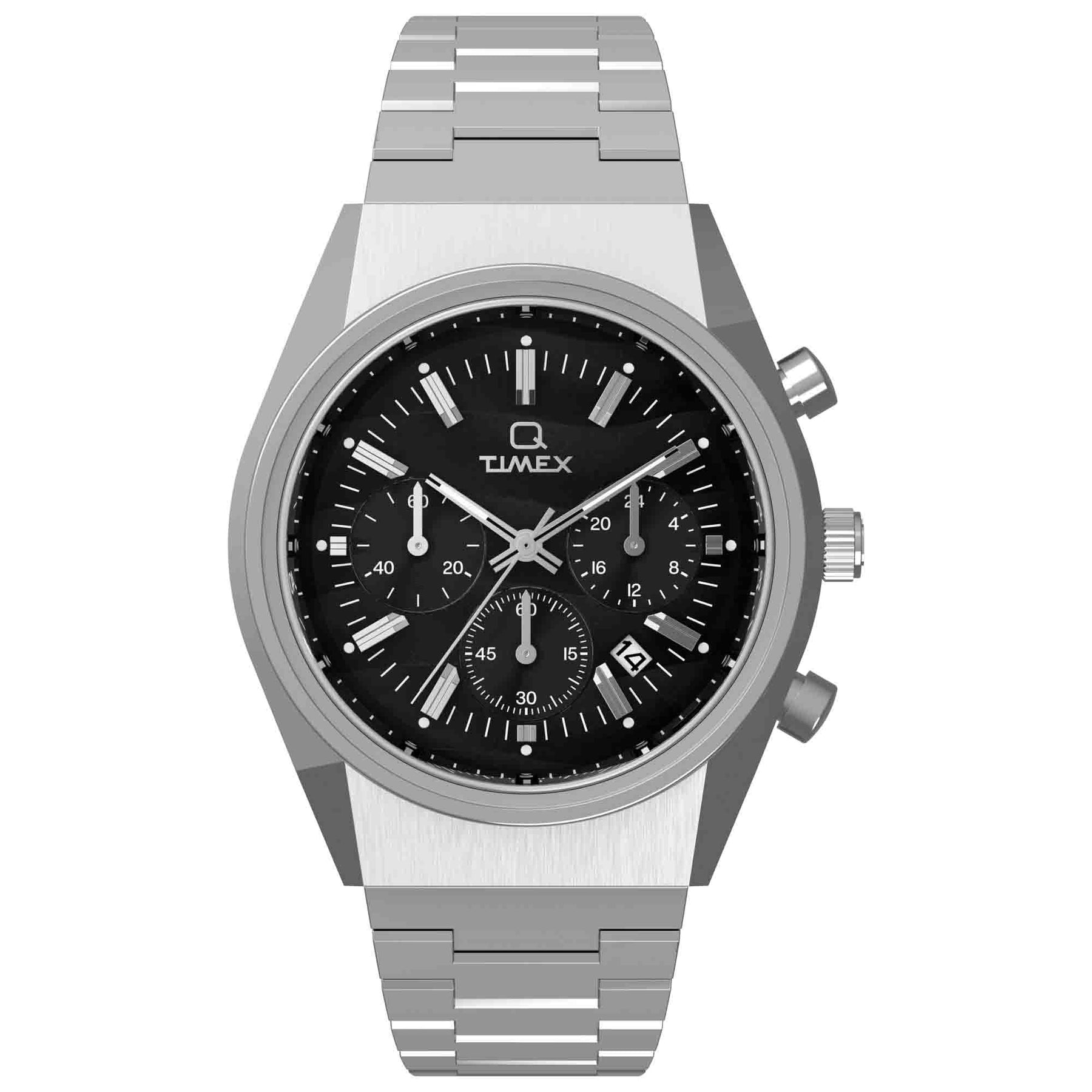 Timex Q Falcon Eye Chronograph 40mm Black SS | Watches.com
