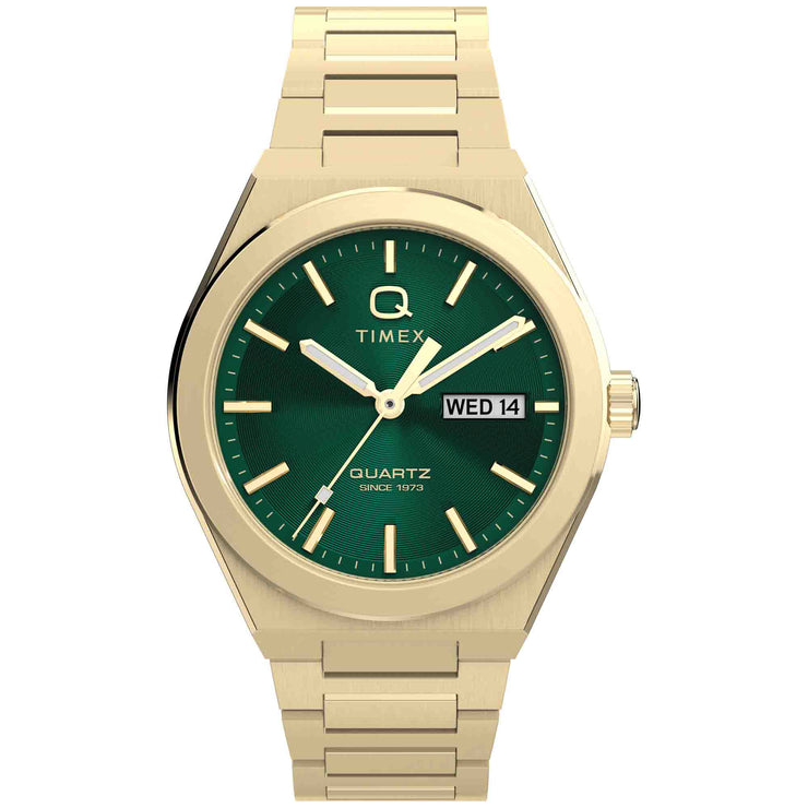 Timex Q Continental Day and Date 39mm Green SS