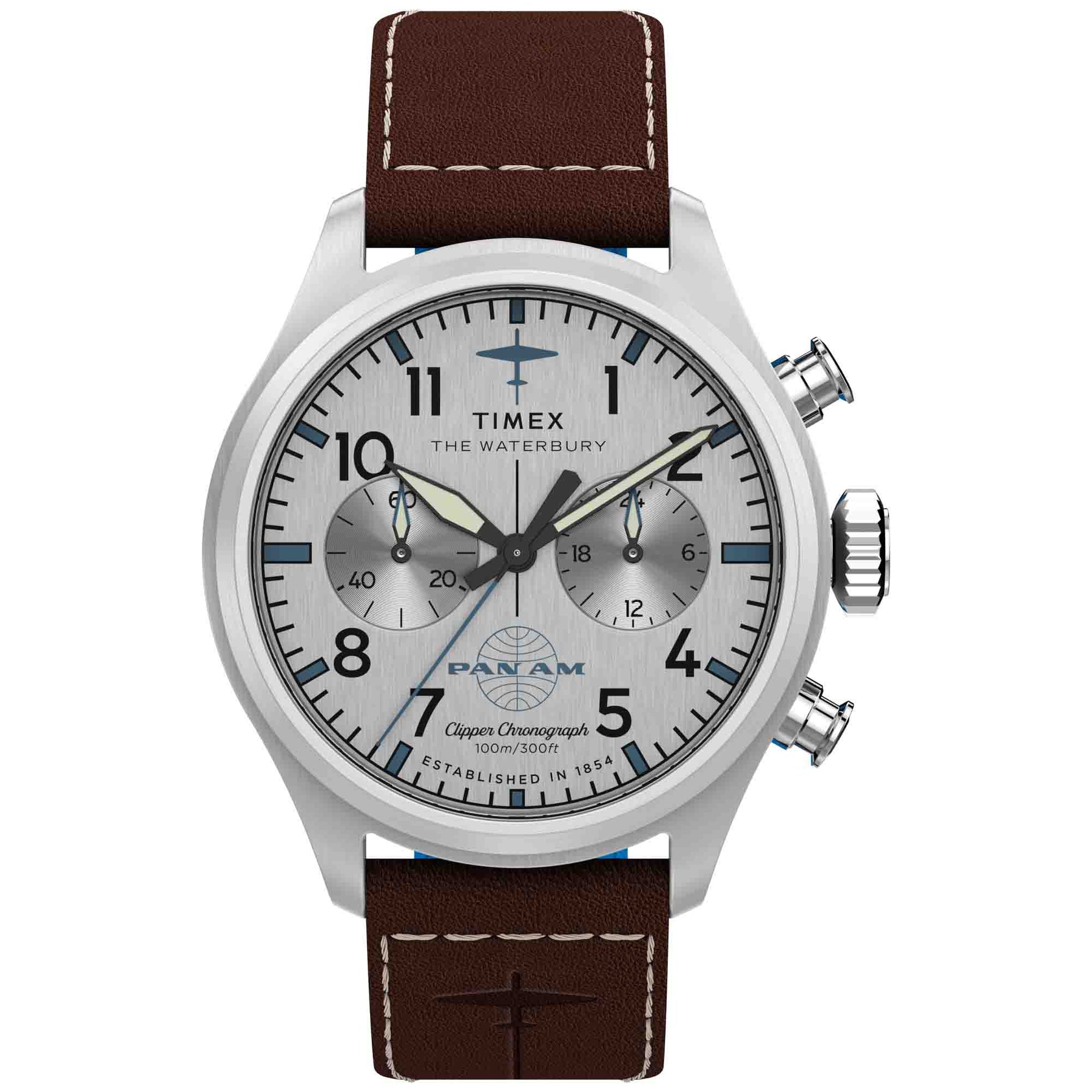 Timex Waterbury Ace Chronograph x Pan Am 41mm Tan | Watches.com