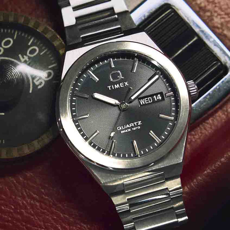 Timex Q Continental Day and Date 39mm Black SS